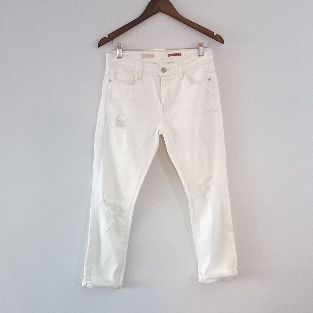 PILCRO (ANTHROPOLOGIE) white distressed jeans